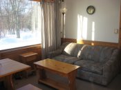 The livingroom in Cabin #14 offers all the comforts of home.